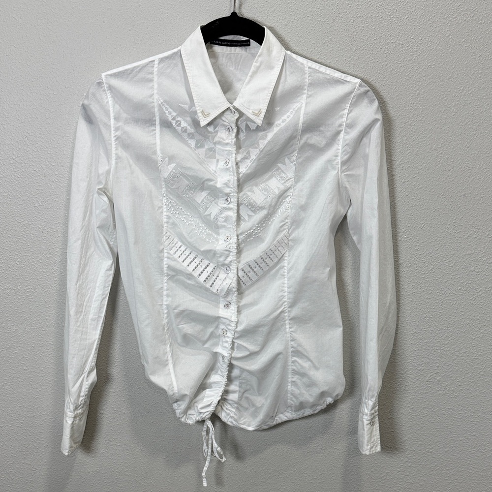 Le Jean de Marithé + François Girbaud western top button up embroidered white